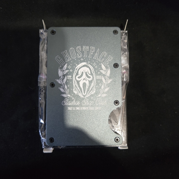 Custom Other - Metal minimalist RFID blocking wallet laser engraved Ghostface.
